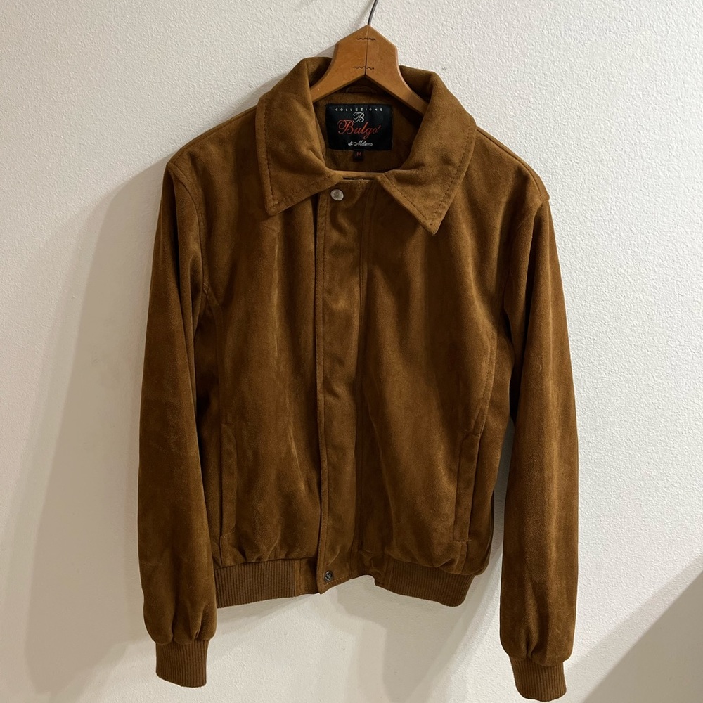 Vintage Medium Suede Bomber Jacket. Collezione Bulgo De Milano.